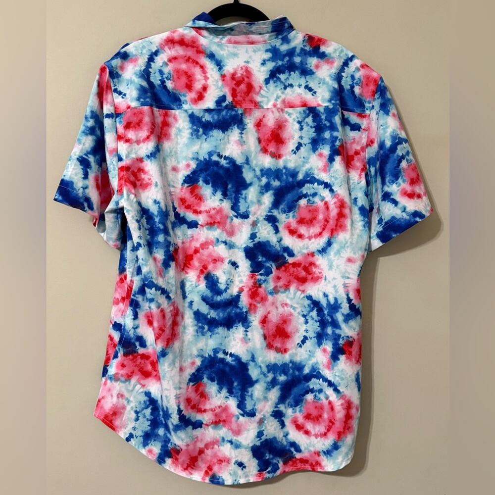 Cabana by Crown & Ivy men’s large casual tie dye button down shirt short sleeve - Picture 3 of 8